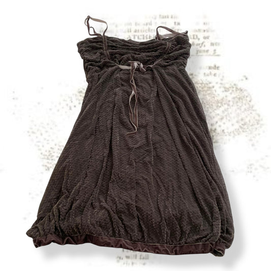 mais il est ou le soleil mori kei brown boho ruched vintage print mini dress