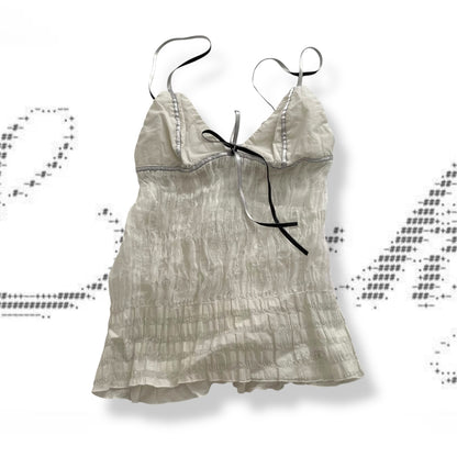miss sixty eurosummer balletcore white ruched babydoll camisole