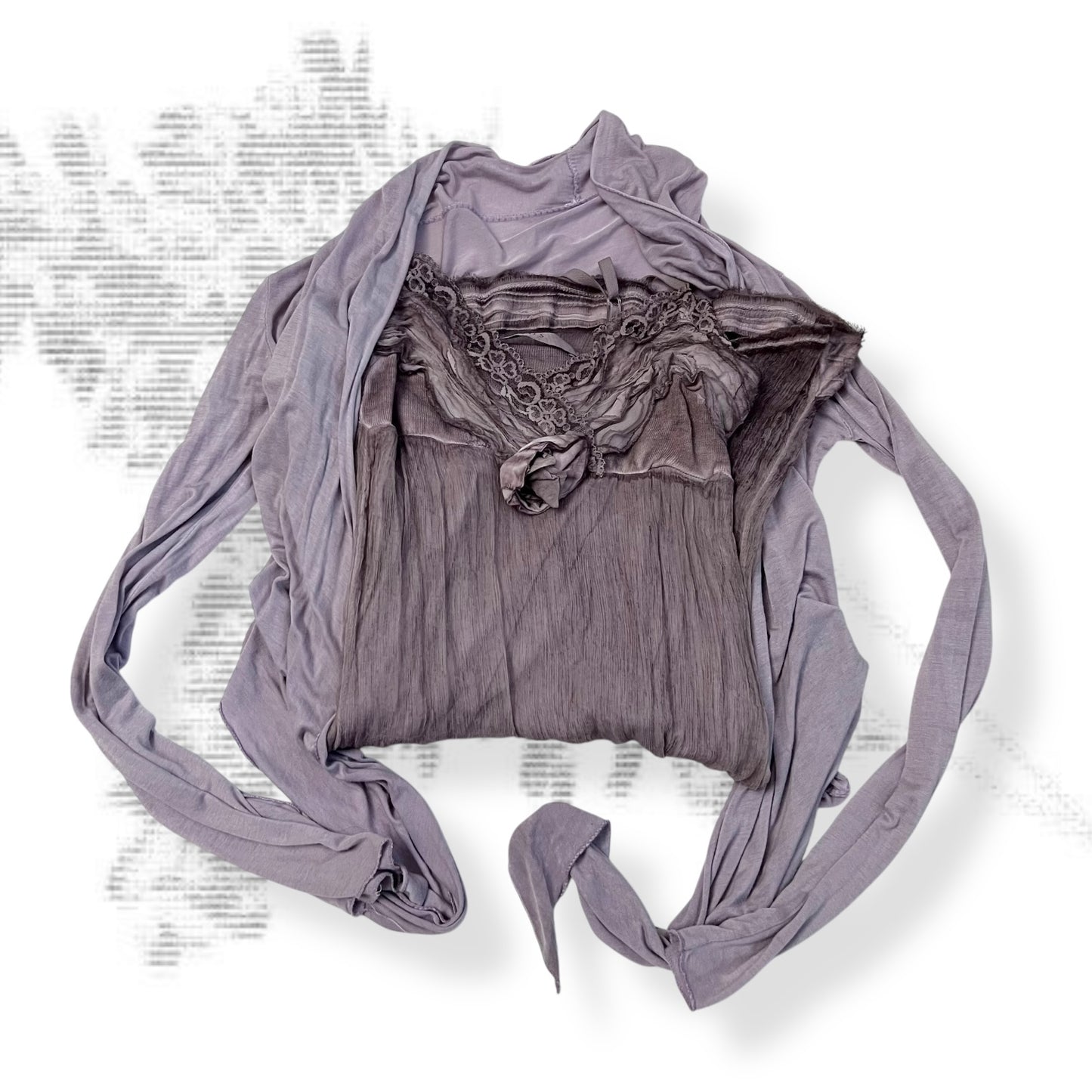 eurosummer kaos silk blend dusty purple pink lacey rosette lined mini dress