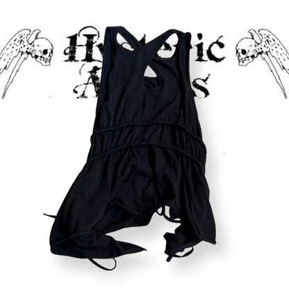 black cora kemperman crossback ribbed ruched tunic vest top