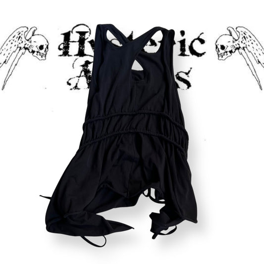 black cora kemperman crossback ribbed ruched tunic vest top