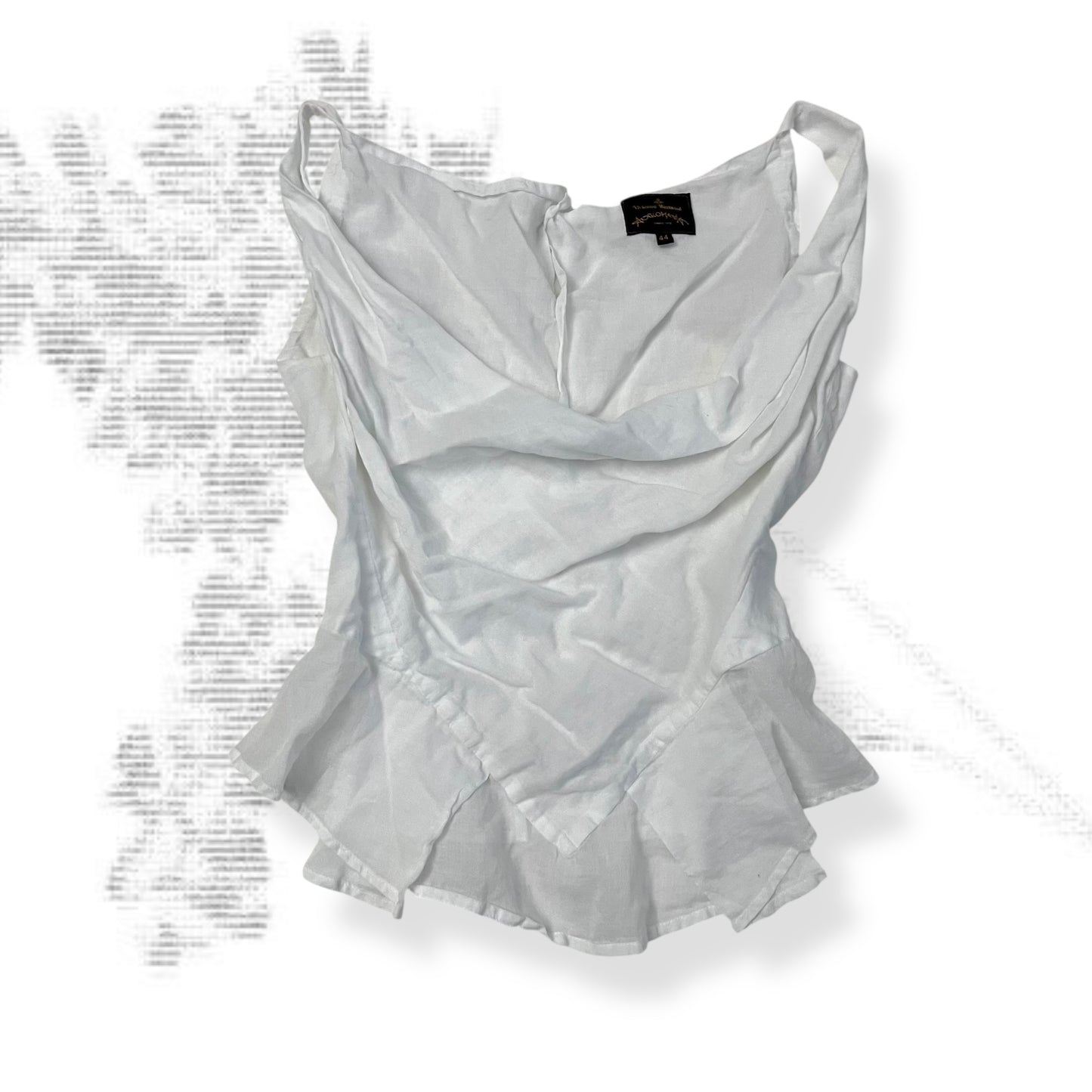 white vivenne westwood anglomania white draped pleated hem corset blouson