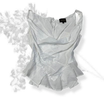 white vivenne westwood anglomania white draped pleated hem corset blouson