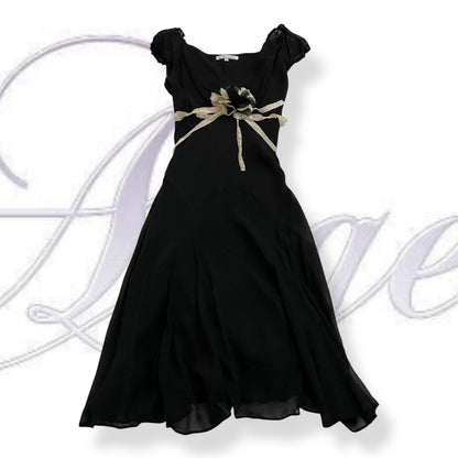 rebecca taylor black silk midi dress