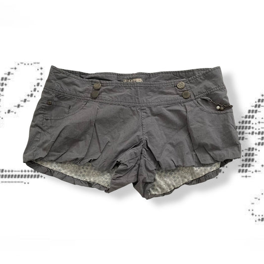XDYE vintage puffy balloon sailor button grey blue striped mini shorts