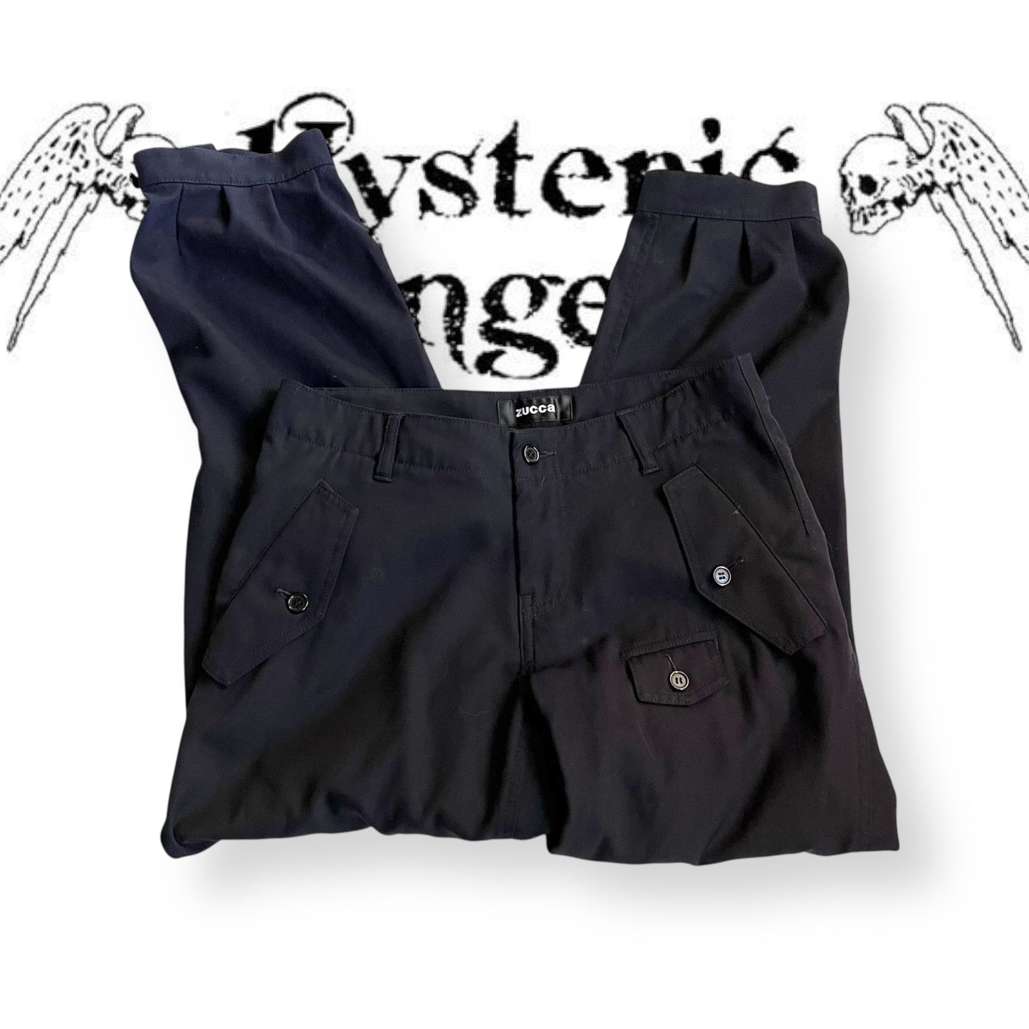 zucca asymmetric navy wool suit cuffed ankle trousers