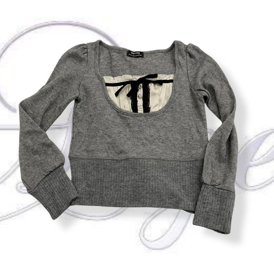 one way grey milkmaid style two in one layered knit
