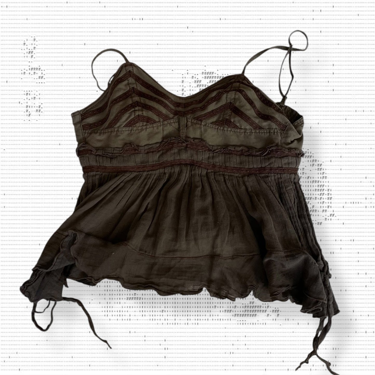 麦克星球棕色仙女风薄纱下摆娃娃衫