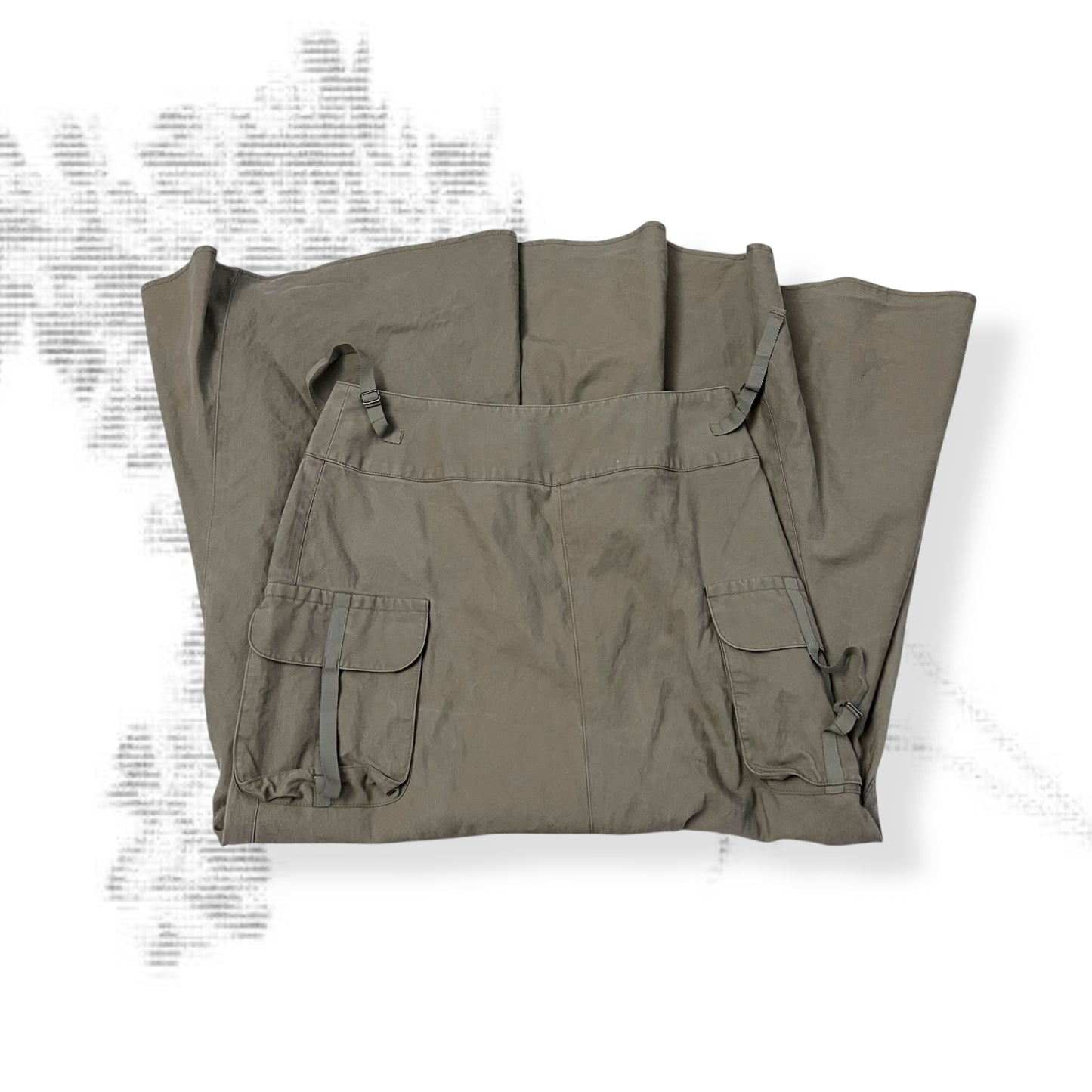 khaki beige cargo utility maxi flared skirt