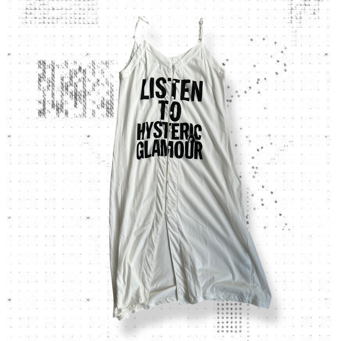 vintage hysteric glamour white black bold text maxi cami style slip dress