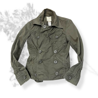 khaki diesel corpcore asymmetric button down trench style jacket