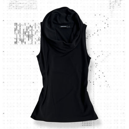 black 90s vintage dkny cowl neck vest top