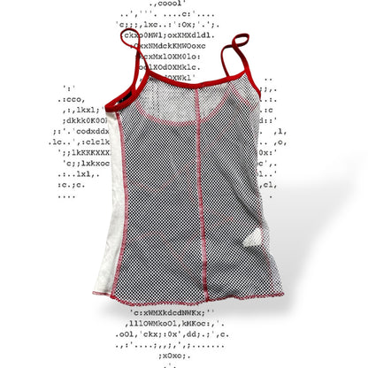 bouche a bouche sporty y2k star print black white red basketball mesh vest