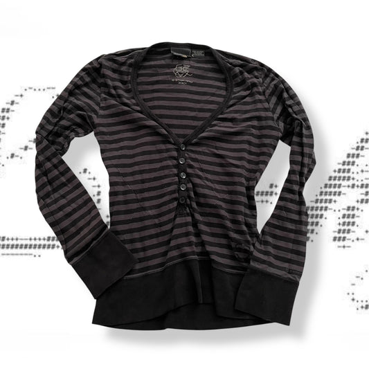 grey g-star raw black purple brown stripe v neck button long sleeve top