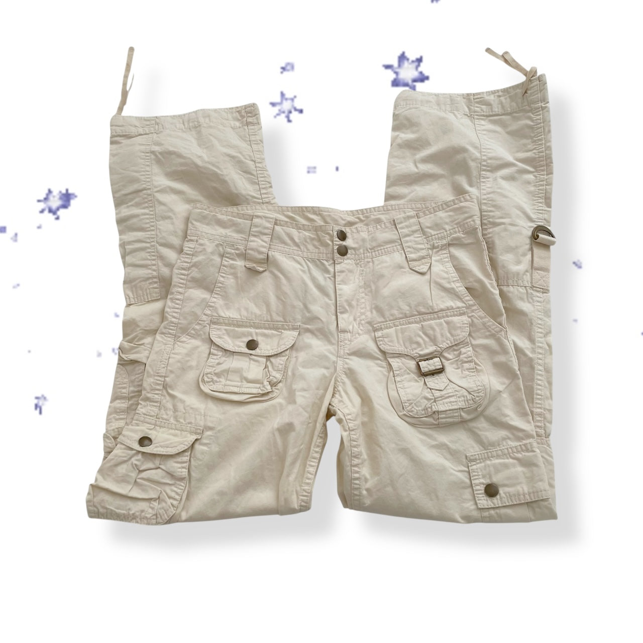 vintage hysterics off white cream straight leg cargo pants