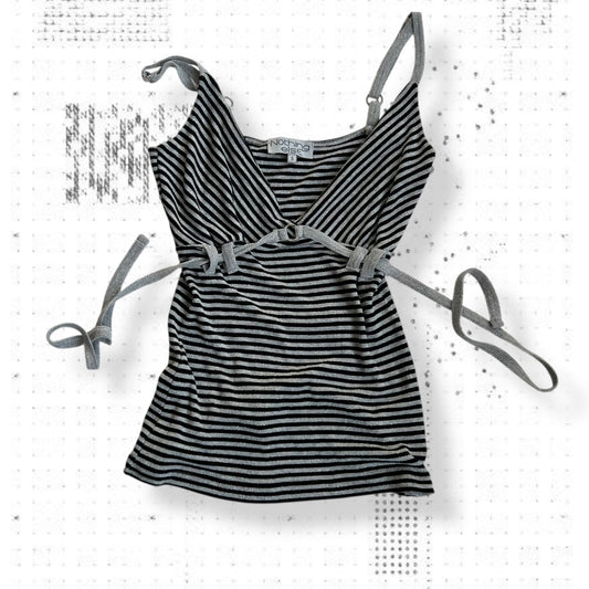 nothing else black silver striped fitted camisole with string and loop bust detail
