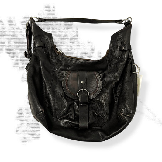 vintage chocolate brown leather crescent oversized shoulder bag