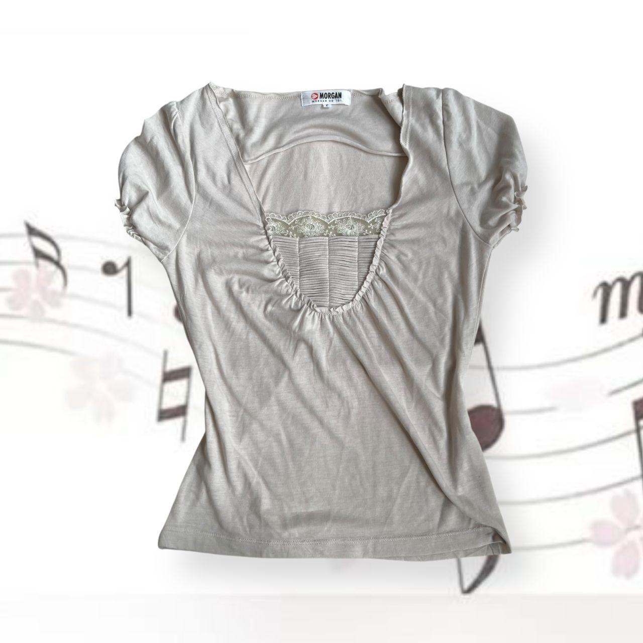 stone greige coquette morgan de toi puff sleeve ruched bust top