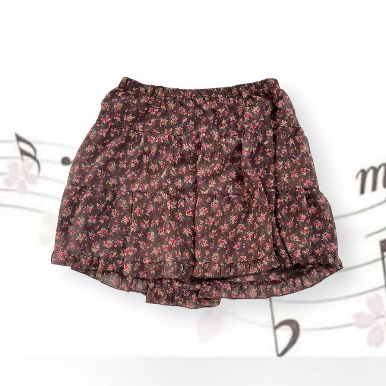 coquette cleo de sol brown fairy mori kei floral print skirt