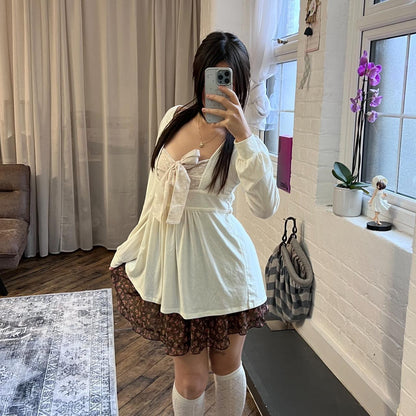 coquette cleo de sol brown fairy mori kei floral print skirt