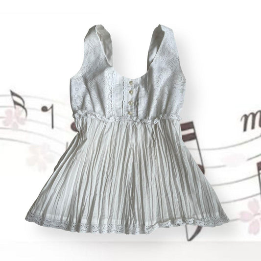 romantic coquette balletcore white morgan de toi lacey sleeveless babydoll tunic top