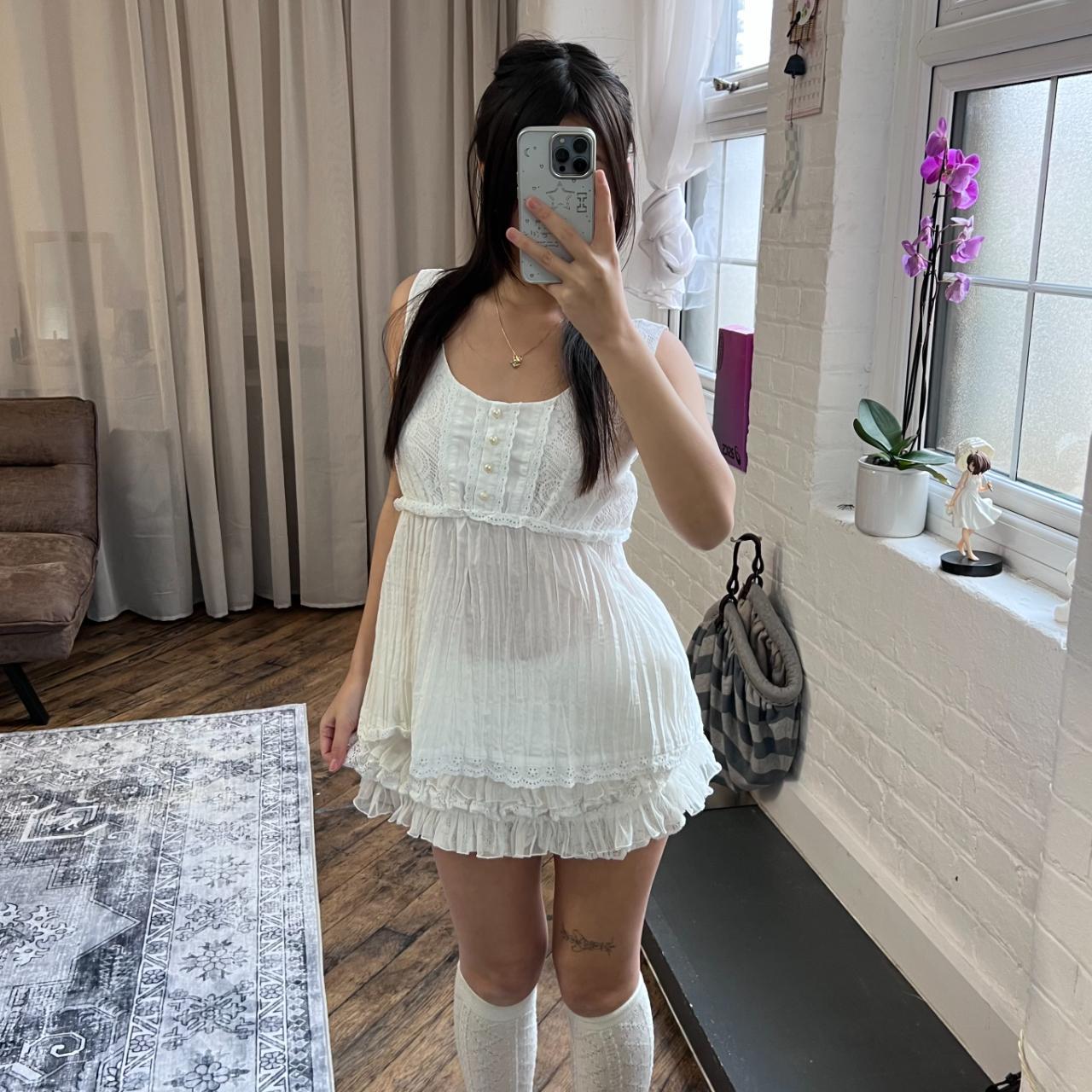 romantic coquette balletcore white morgan de toi lacey sleeveless babydoll tunic top