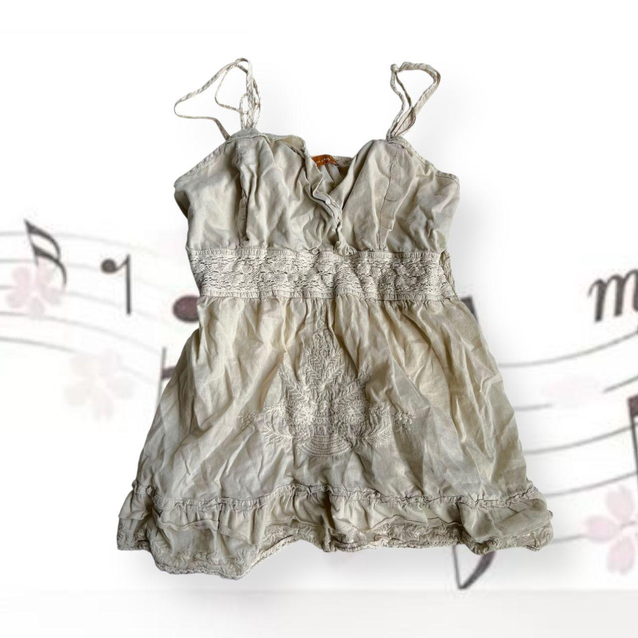 boho mori kei love & mooney beige cream babydoll embroidered camisole