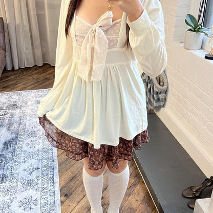 coquette cleo de sol brown fairy mori kei floral print skirt