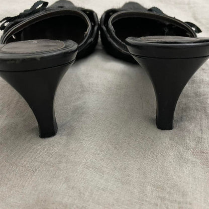 ginza kanematsu black pony hair pointed court shoes