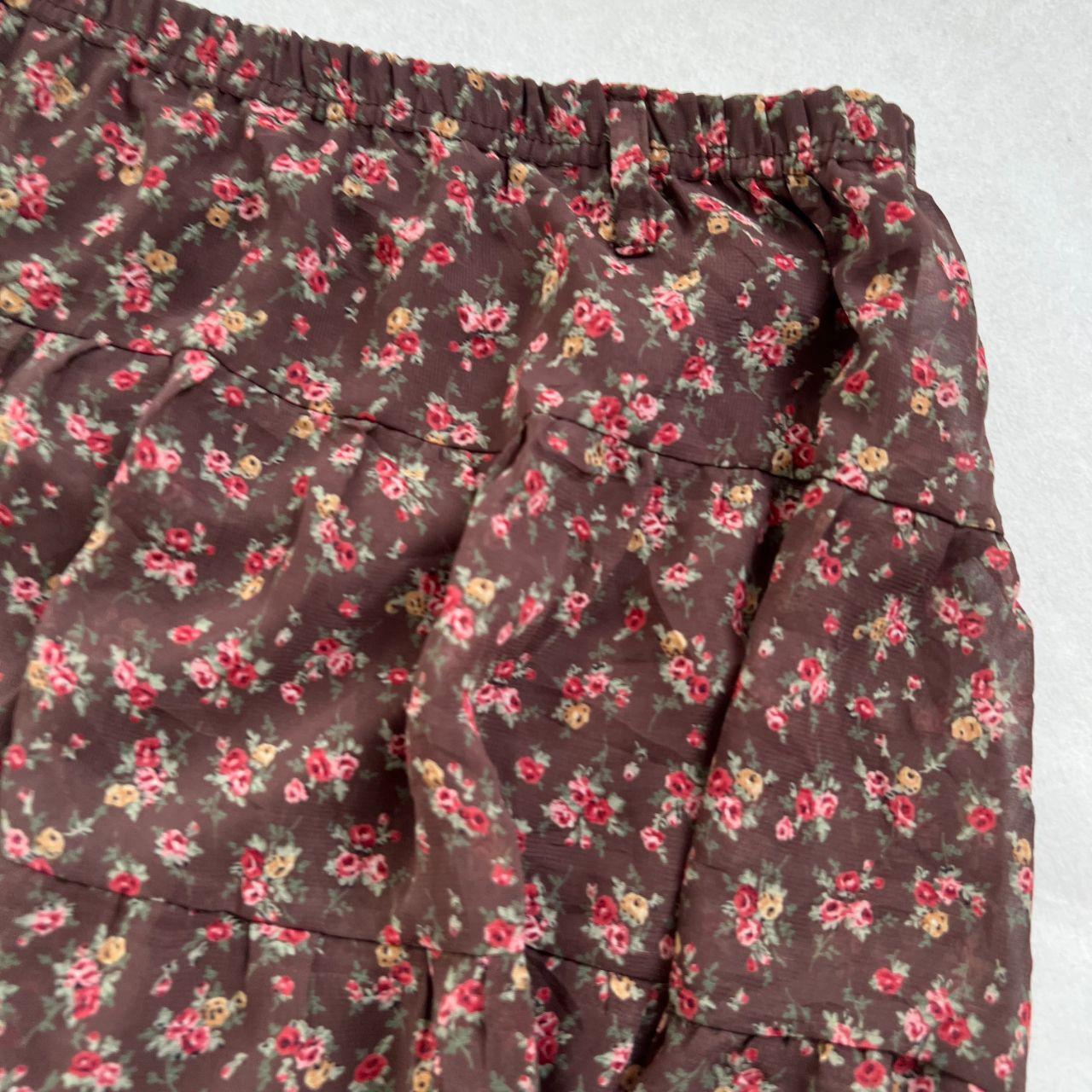 coquette cleo de sol brown fairy mori kei floral print skirt