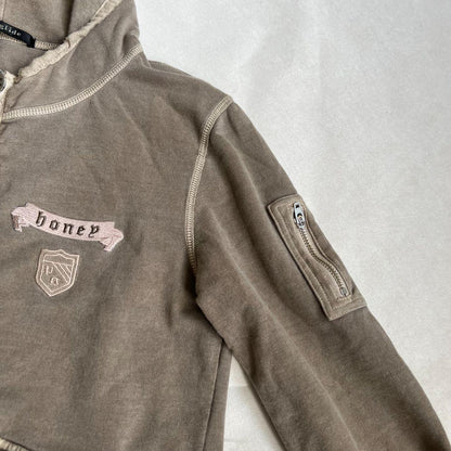 preppy prideglide khaki buckle pocket zip hoodie jacket