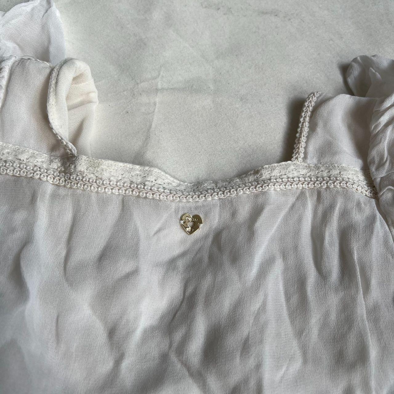 twin set broderie anglaise filigree style lacey crochet white flared sleeve tunic blouse