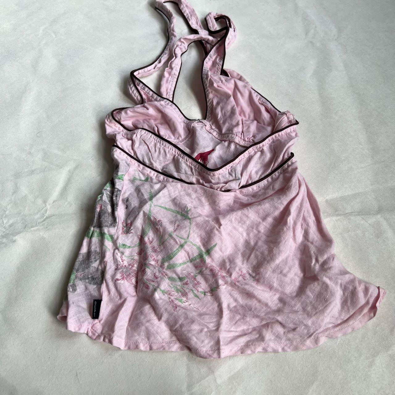 vintage dept romantic boho floral baby pink halter neck top