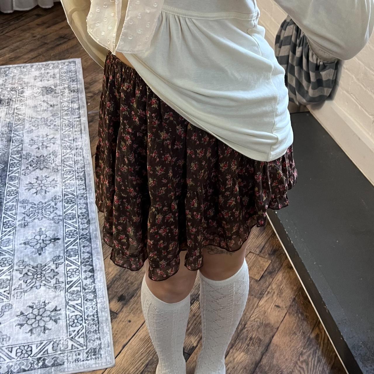 coquette cleo de sol brown fairy mori kei floral print skirt