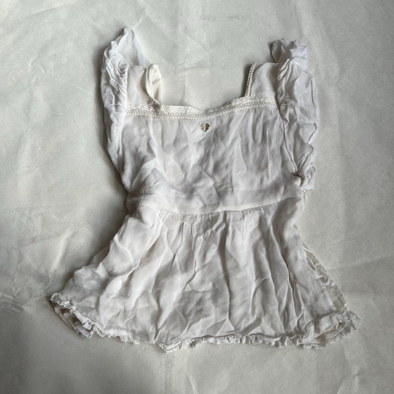 twin set broderie anglaise filigree style lacey crochet white flared sleeve tunic blouse