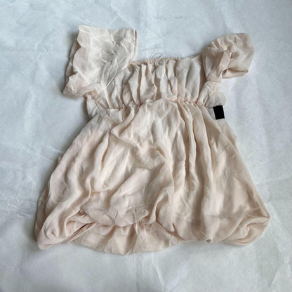 coquette ivory beige prime pattern ruched layered babydoll blouse