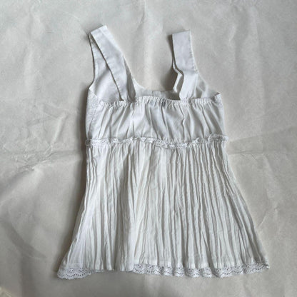 romantic coquette balletcore white morgan de toi lacey sleeveless babydoll tunic top