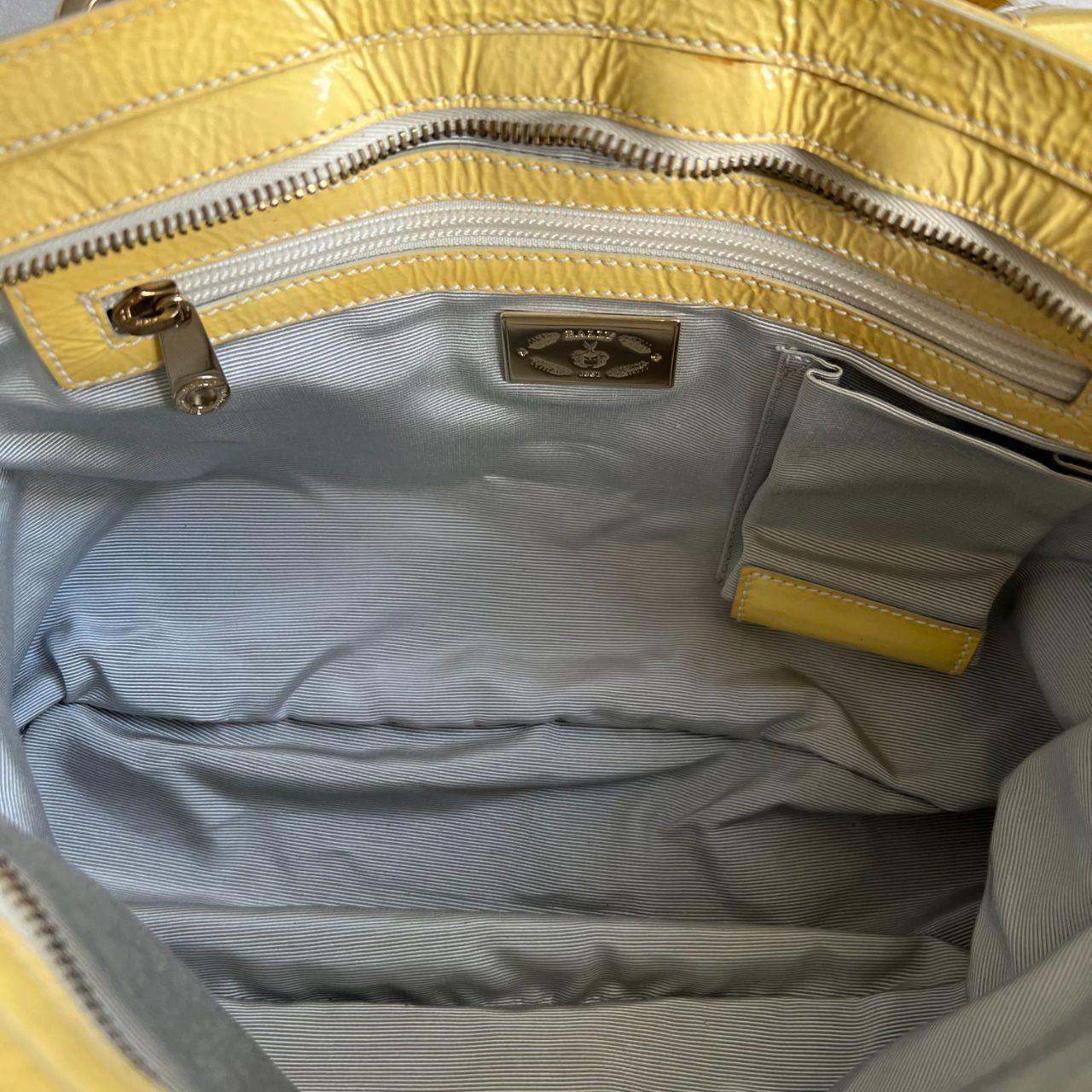 bally custard yellow patent leather x dusty pink suede puffy shoulder bag