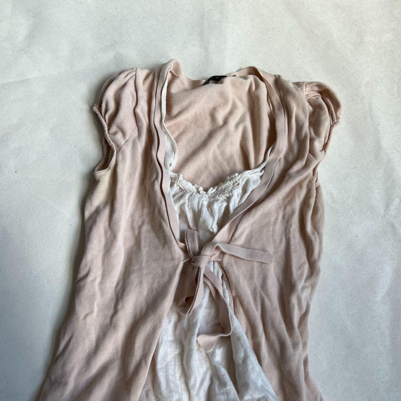 kookai coquette peach pink puff sleeve bolero x milkmaid blouse two in one layered top