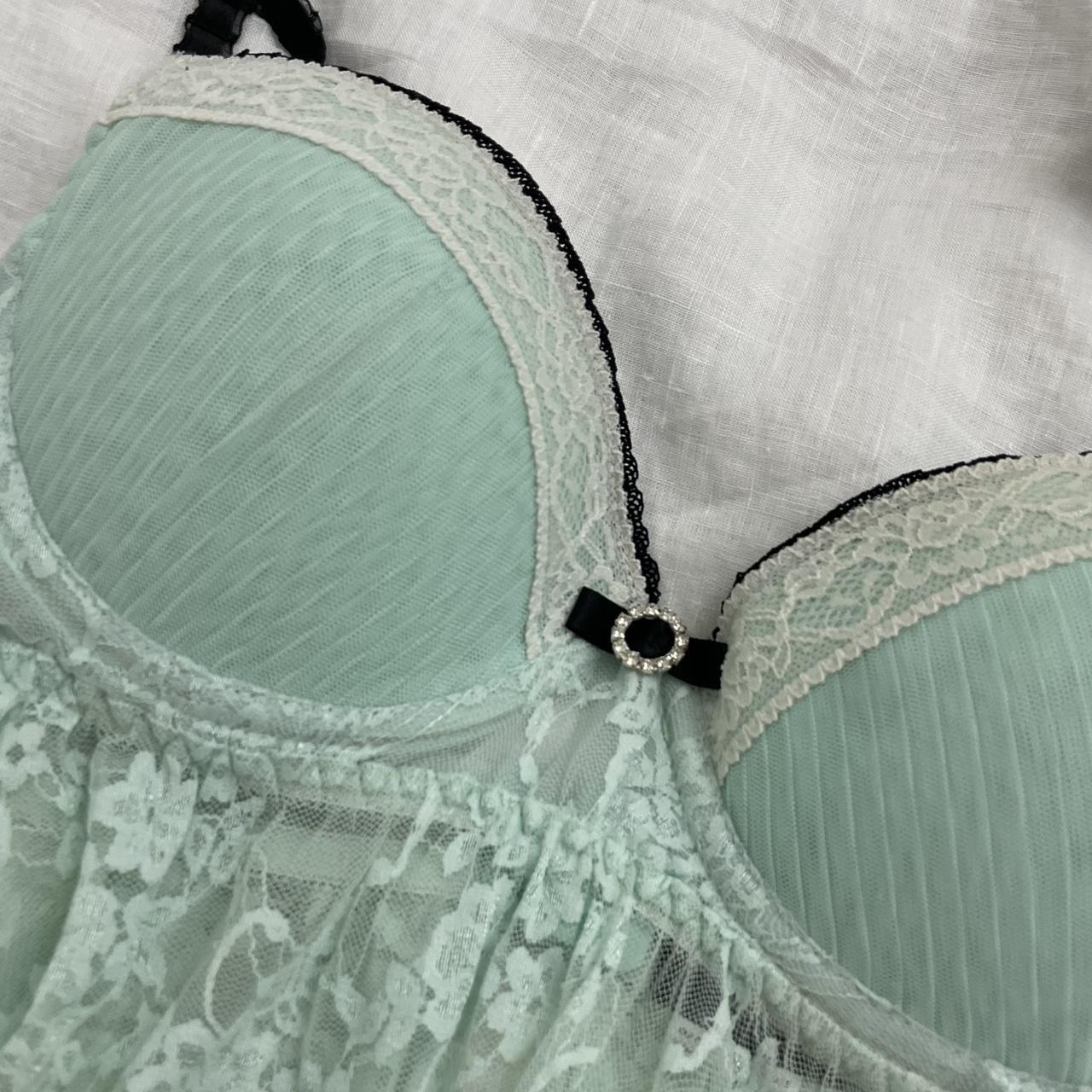 cinema etoile sheer mint green bustier corset babydoll camisole