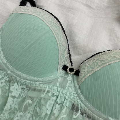 cinema etoile sheer mint green bustier corset babydoll camisole