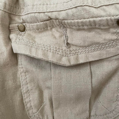cecil mcbee beige linen hemp blend low rise wide leg cargo trousers