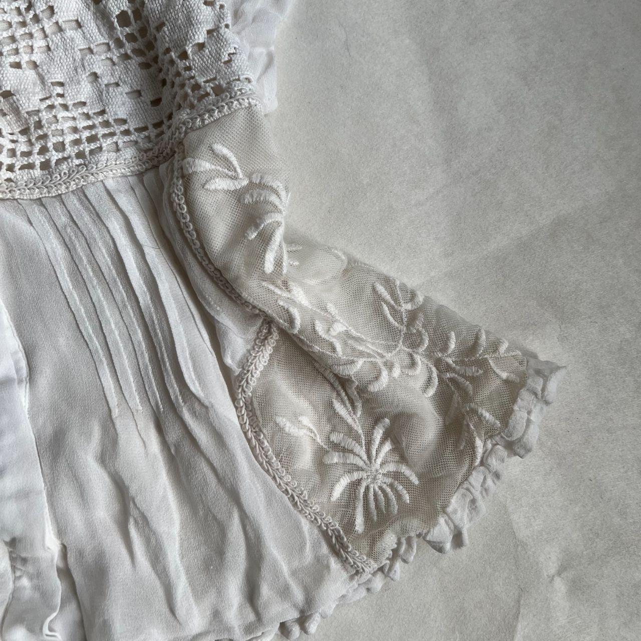 twin set broderie anglaise filigree style lacey crochet white flared sleeve tunic blouse